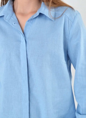 Camisa Azul em Linho e Algod�o Gatos e Atos  - Foto 2