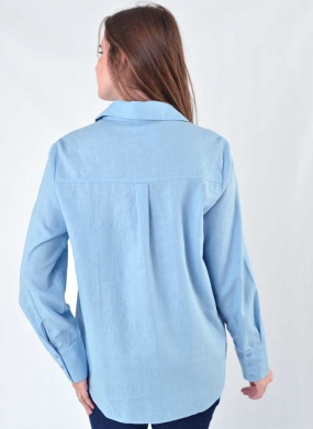 Camisa Azul em Linho e Algod�o Gatos e Atos  - Foto 5