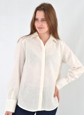 Camisa Off White em Linho e Algod�o Gatos e Atos  - Foto 1