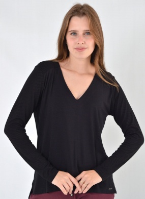 Blusa Preta Alongada Viscolycra Declari - Foto 2