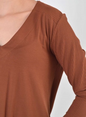 Blusa Marrom Alongada Viscolycra Declari - Foto 2