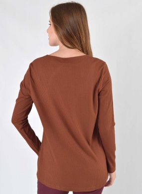 Blusa Marrom Alongada Viscolycra Declari - Foto 3
