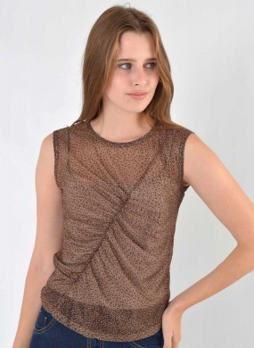 Blusa Tule Estampado Oliva Del Amo  - Foto 1