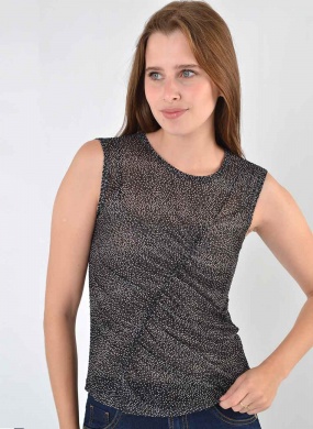 Blusa Tule Estampado Preto Del Amo  - Foto 1