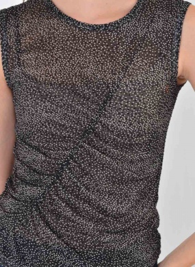 Blusa Tule Estampado Preto Del Amo  - Foto 2