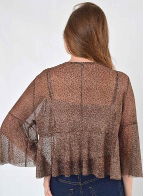 Blusa com Babado Tule Estampado Preto Del Amo  - Foto 3