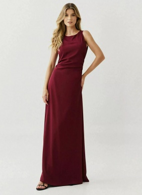 Vestido Longo Crepe Innocence Vinho - Foto 1