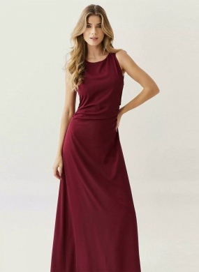 Vestido Longo Crepe Innocence Vinho - Foto 2