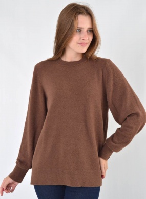 Blusa Marrom Alongada em Fio Pluma Exclusivo Biamar - Foto 1