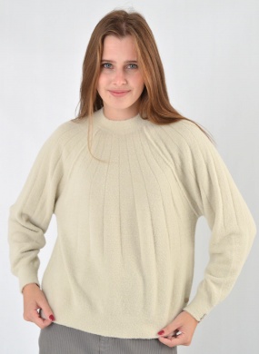 Blusa Marrom Fio Pluma Bege Biamar - Foto 1