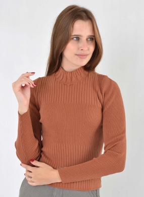 Blusa Biamar Canelada com Gola Rol� Cor Mocha - Foto 1