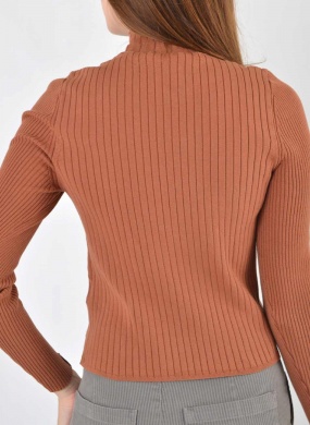 Blusa Biamar Canelada com Gola Rol� Cor Mocha - Foto 3