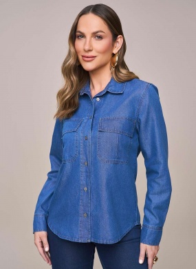 Camisa Jeans Alongada Scalon - Foto 1