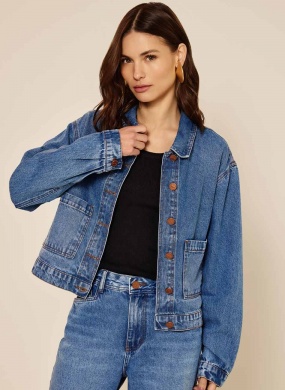 Jaqueta Jeans De Mangas Longas Com Bolsos Lez a Lez - Foto 2