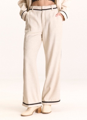 Cal�a Wide Leg Cru Linho Cant�o - Foto 1