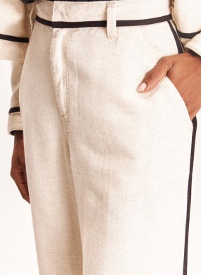 Cal�a Wide Leg Cru Linho Cant�o - Foto 2