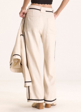 Cal�a Wide Leg Cru Linho Cant�o - Foto 3