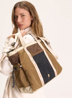 Bolsa Mocha Nylon Recortes Caqui Cant�o - Foto 1