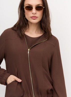 Jaqueta Crepe de Viscose Marrom Declari - Foto 1