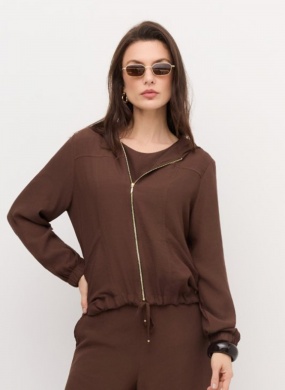 Jaqueta Crepe de Viscose Marrom Declari - Foto 3