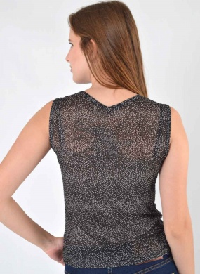 Blusa Tule Estampado Preto Del Amo  - Foto 4