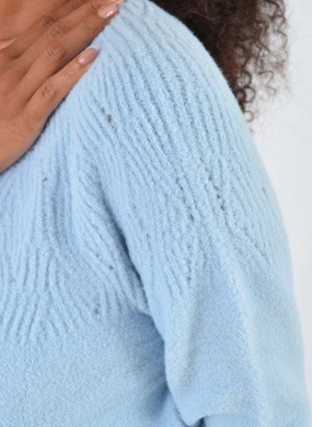 Blusa Azul Eveline Fio Pluma Das Gurias - Foto 3