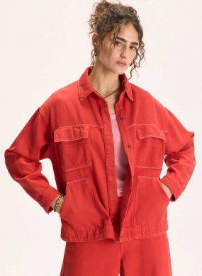 Jaqueta Vermelho Sarja Nervuras Cotele Cant�o - Foto 2