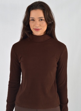 Blusa T�rmica Gola Rol� Marrom Susan Zheng  - Foto 1