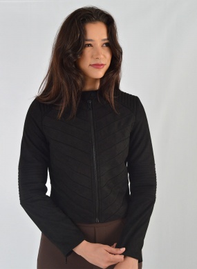 Jaqueta Suede Recortes Diagonais Preto Alpelo - Foto 8