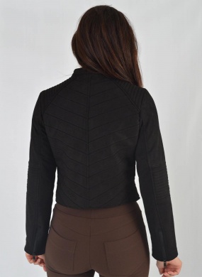 Jaqueta Suede Recortes Diagonais Preto Alpelo - Foto 10