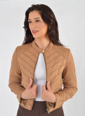 Jaqueta Suede Recortes Diagonais Banofee Alpelo - Foto 1