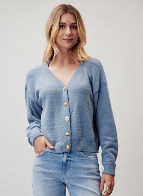 Cardigan Azul Flor de Lis  - Foto 1