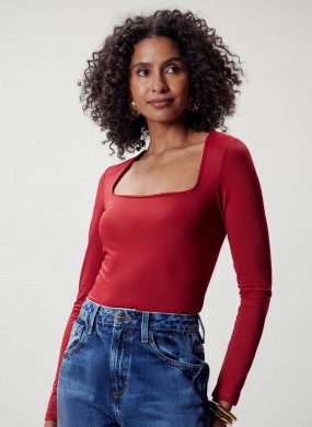 Blusa Justa Vermelho Flor de Lis - Foto 1