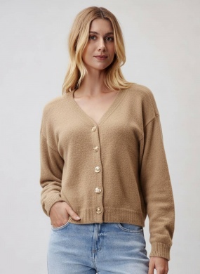 Cardigan Bege Flor de Lis  - Foto 1