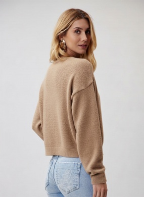 Cardigan Bege Flor de Lis  - Foto 3