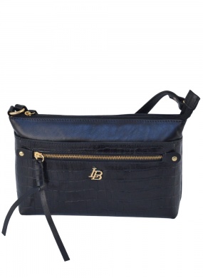 Bolsa Pequena Couro Preto Texturizado Linea Bella - Foto 1