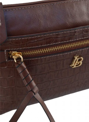 Bolsa Pequena Couro Marrom Texturizado Linea Bella - Foto 1