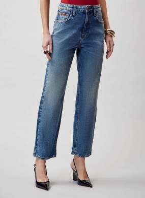 Cal�a Jeans Turmalina Straight Cropped Flor de Lis - Foto 1