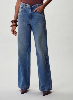 Cal�a Jeans Turmalina Wide Flor de Lis - Foto 1