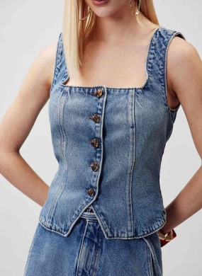 Colete Alfaiataria Jeans Flor De Lis - Foto 3
