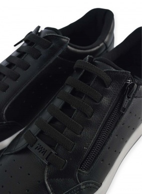 T�nis Couro Preto Marina Mello Z�per - Foto 6