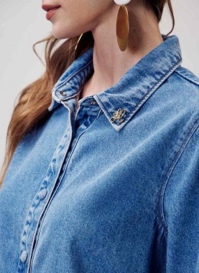 Jaqueta Camisa Jeans Flor de Lis - Foto 3