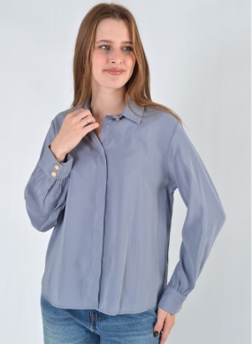 Camisa Azul Alfaiataria Flor de Lis - Foto 1