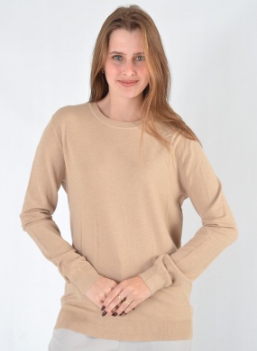 Blusa Fio de Cachemir Plus Alongada Caqui Suzan Zheng - Foto 1