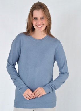 Blusa Fio de Cachemir Plus Alongada Azul Suzan Zheng - Foto 1