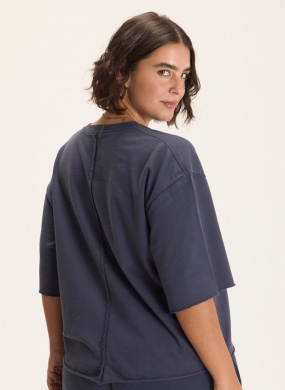 Blusa Moletinho Recortes Marinho Cant�o - Foto 3