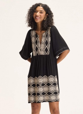 Vestido Curto Linho Bordado Frenezi Cant�o - Foto 1