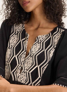 Vestido Curto Linho Bordado Frenezi Cant�o - Foto 3