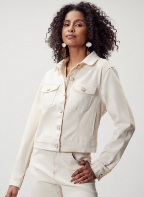 Jaqueta Jeans Trucker B�sica Areia Flor de Lis - Foto 1
