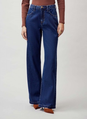 Cal�a Jeans Turmalina Wide Leg Flor de Lis - Foto 1